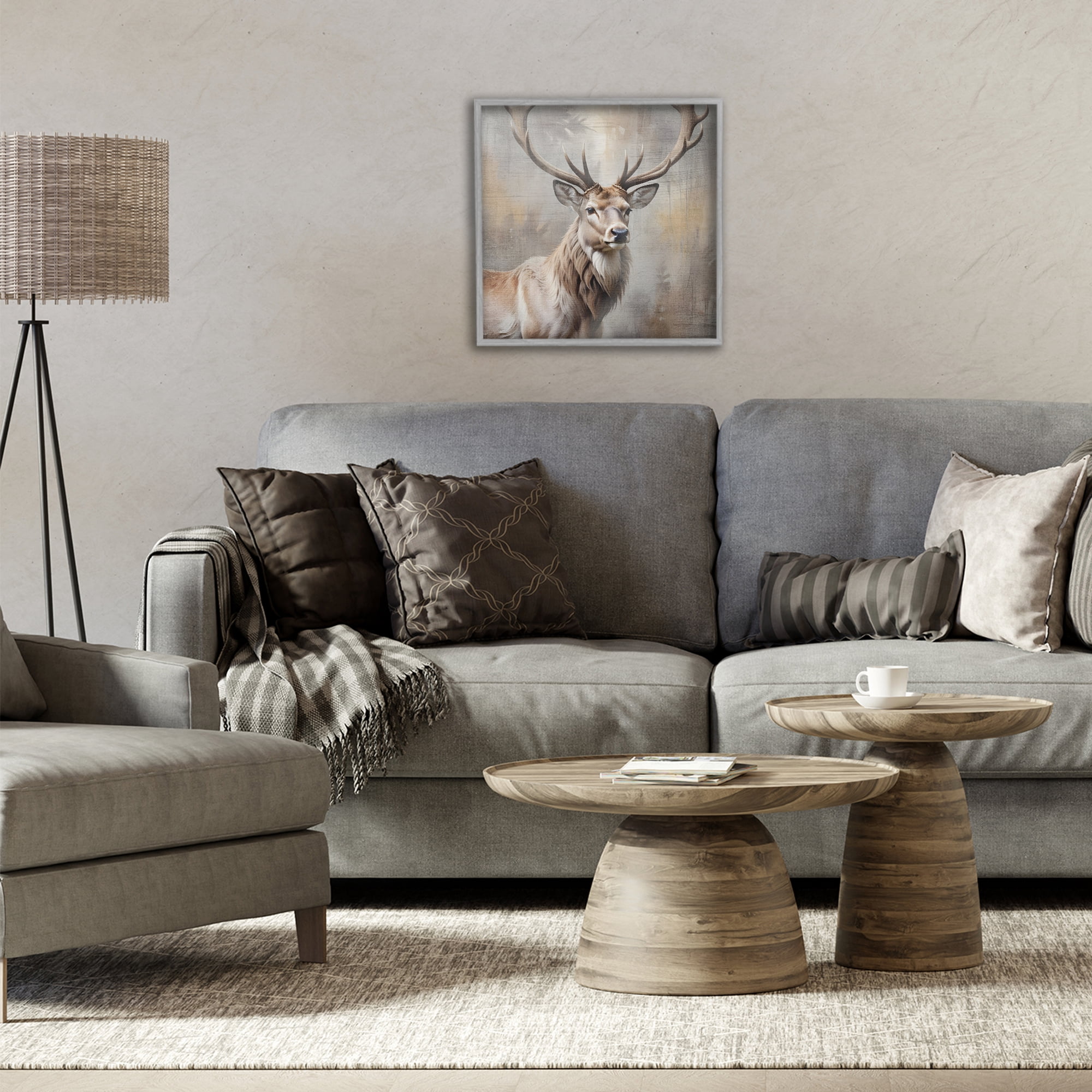 Stupell Industries Rustic Stag with Majestic Glance Gray Framed Giclee Art, design by Susan Arnot
