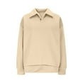 thumbnail image 6 of TKLPEHG Sweatshirt for Women Long Sleeve Oversized Button V Neck Pullover Solid Color Workout Tops Loose Henley Pullover (Khaki,S), 6 of 9
