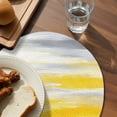 thumbnail image 3 of Yellow Grey Round 15 Inch Placemats Set of 8, Vintage Farmhouse Abstract Oil Painting HeatResistant Non Slip Place Mats for Dining Table, Wipeable Braided Kitchen Table Mats for Housewarming, 3 of 9