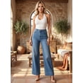 thumbnail image 2 of Pantalón Mezclilla Mujer Wide Leg Tiro Alto Corte Amplio Denim Jeans Moda, 2 of 5
