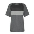 thumbnail image 4 of VERUGU Womens Tops Raglan Sleeve Crew Neck Shirts Summer Trendy Colorblock Short Sleeve T-shirts Loose Casual Comfy Blouses for Leggings Black M, 4 of 5