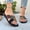 Black, variant on Women's Boho Flat Sandals Vacation Criss Cross Slides Shoes Beige 5.5(36)