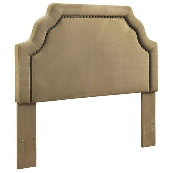 Pemberly Row Fabric Upholstered Full/Queen Headboard in Camel