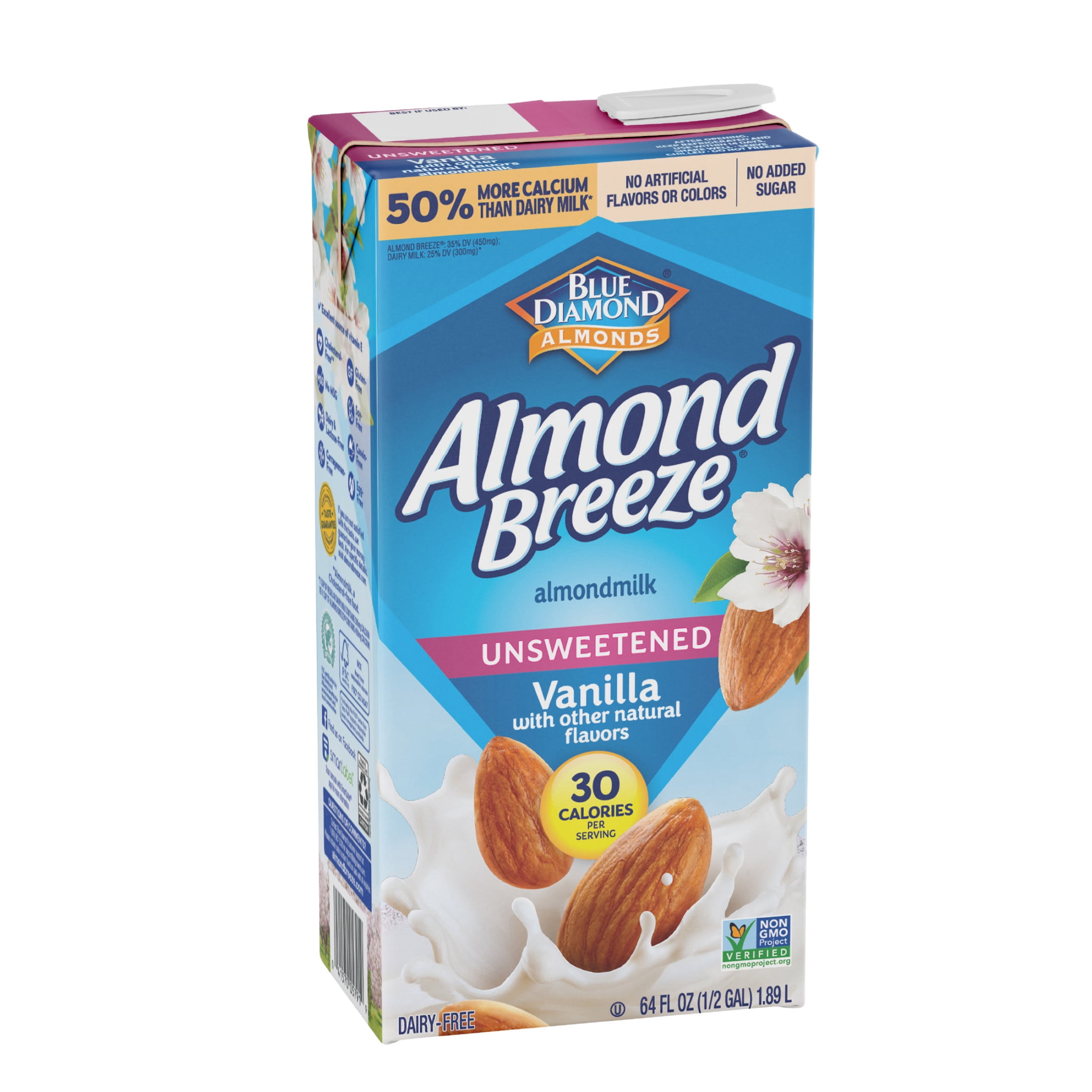 (2 pack) Almond Breeze Shelf-Stable Unsweetened Vanilla Almond Milk, 64 oz Can