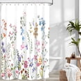 thumbnail image 5 of AUQ White Floral Fabric Shower Curtain,Floral Shower Curtains for Bathroom Watercolor Bathroom Curtain with Hooks,Pink,72" X 72", 5 of 13