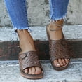 thumbnail image 5 of Penkiiy Flower Embroidered Vintage Casual Wedges Sandals,Women's Comfortable Beach Flat Slippers 35 Brown, 5 of 7