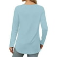 thumbnail image 5 of miqiqism Great discounts！Women Shirts Round Neck Pullover Tops Loose Tunic Blouses Solid Tees Juniors Long Sleeve Clothing Fall,Solid_Light Blue,Large, 5 of 6