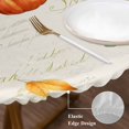 thumbnail image 3 of Fall Orange Green Pumpkins Round Tablecloth, Fitted Table Cover with Elastic for 45"-54" Round Tables, Retro Thanksgiving Maple Leaf Table Cloth Outdoor Indoor Dinning Party Waterproof Tablecloths, 3 of 7