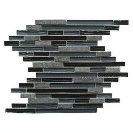 Abolos- New Era II Random Sized Glass and Slate Mosaic Tile in Black Hole (11sqft / 11pc Box)