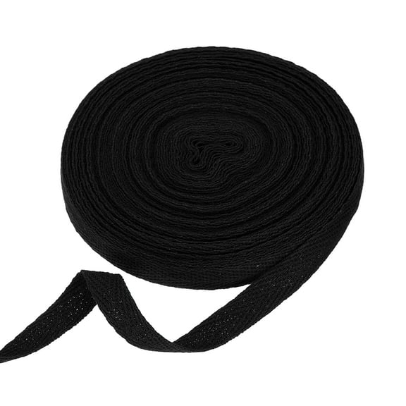 Uxcell Cotton Twill Tape Ribbon 3/8" 11 Yard Herringbone Webbing Tape, Black