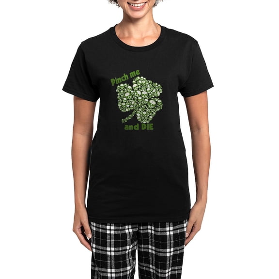 CafePress - Pinch Me And Die Funny Irish Women's Dark Pajamas - Women's Short Sleeve Print T-Shirt and Pants Dark Cotton Pajama Set