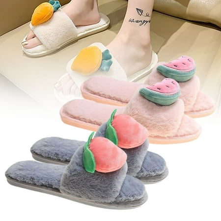 

Beechoice Women s Cross Band Slippers Soft Open Toe Furry Cozy Fur House Slippers Memory Foam Sandals Slides Soft Anti-Slip on Home Slippers for Girls Men Indoor Outdoor