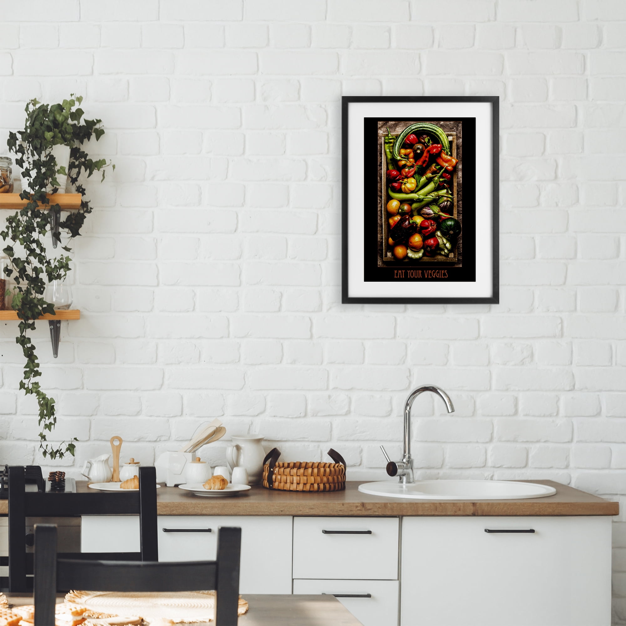 Stupell Industries Eat Your Veggies Vibrant Harvest Black Framed Print Under Glass, design by Carl Kravats