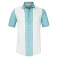 thumbnail image 1 of Camisas hawaianas manga corta botones botones a rayas playeras azul claro blanco T XL, 1 of 6