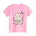 thumbnail image 4 of HCNTES Toddler Girl Fall Shirt Boy Girls Halloween Shirt Cute Pumpkin Flower Short Sleeve Tops Thankful Fall T-Shirt(R128-Pink,3-4 Years), 4 of 5