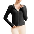 thumbnail image 2 of RongHuan Womens UPF 50+ Cropped Jacket Lightweight Zip up Sun Shirt Athletic Hoodie Jacket Casual Long Sleeve Tops, 2 of 5