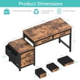 thumbnail image 3 of Computer Desk with Fabric File Drawers Cabinet, 57 Inch Home Office Desks with Filing Cabinet Printer Stand for Small Space, Study Writing Table PC Desks for Bedroom, Brown, 3 of 8