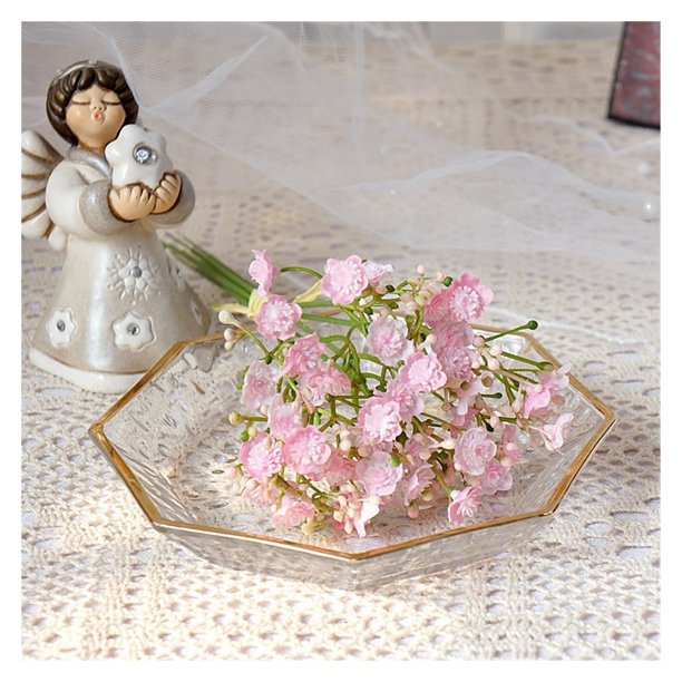 Ramo de 40 cabezas de flores artificiales de plástico, planta falsa hecha a mano, arreglo Floral de Gypsophila for decoración de mesa de hogar y boda
