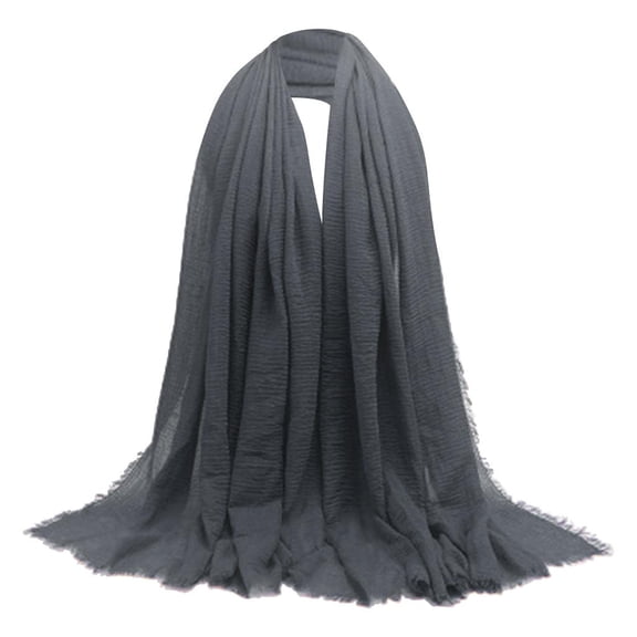 Bufanda larga de moda para mujer Sólido arrugado Hijab musulmán judío gris Hugo Bufanda de algodón suave para mujer