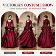 thumbnail image 3 of QATAINLAV Princess Dress for Women Elegant Flare Sleeve Party Dress Court Retro Renaissance Victorian Maxi Dresses Halloween Cosplay Costume Red XL, 3 of 7