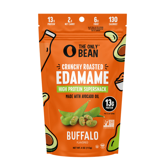 The Only Bean Roasted Edamame Beans Buffalo, 4oz