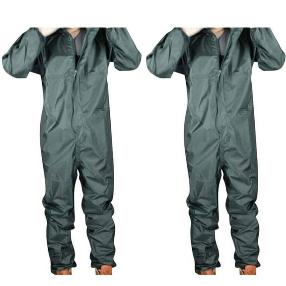 2SET Fashion Raincoat /Conjoined Raincoat/Overalls Men and Women Fission Rain Suit Rain Coat ArmyGreen XL/XXL
