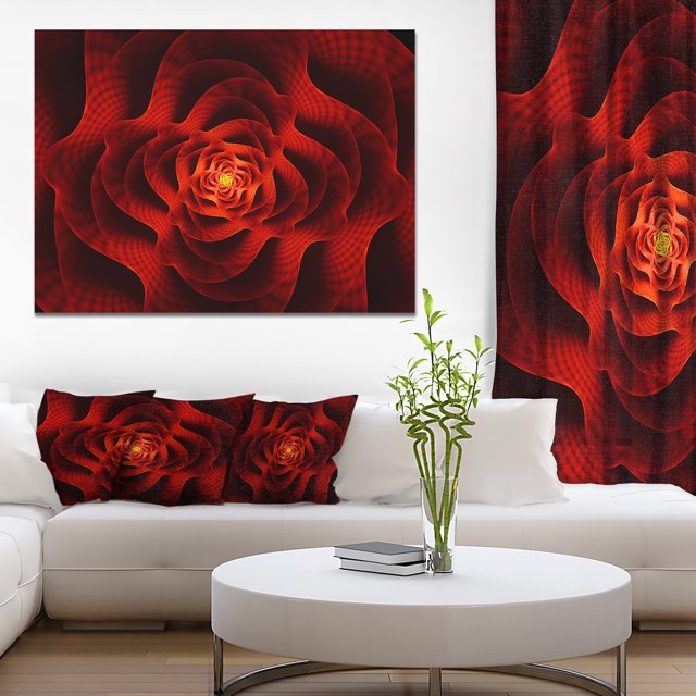 Fleur d'Amour Rouge Fractale - Uvre d'Art Florale sur Toile