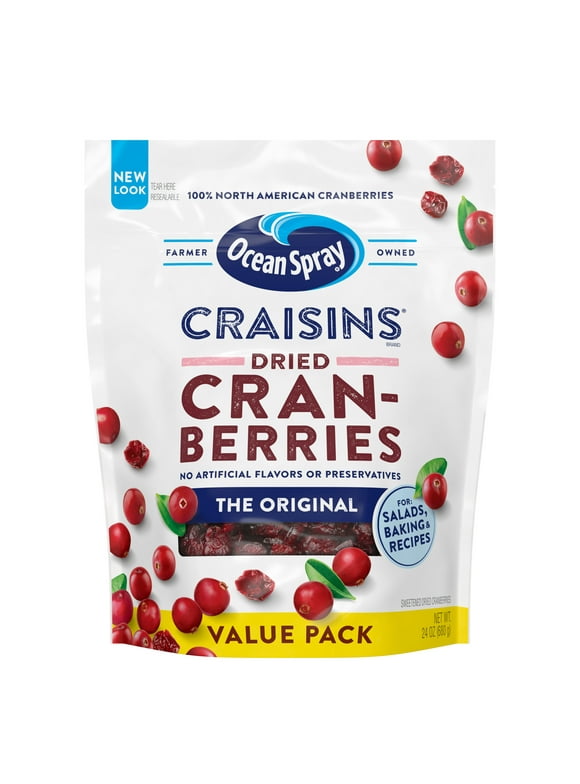 Craisins Ocean Spray Original Dried Cranberries, 24 oz Resealable Pouch