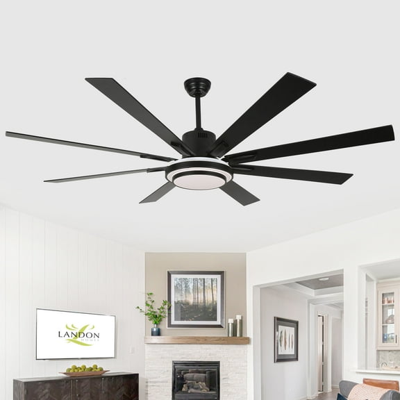 Chords Attic 72" 8-Blade Reversible Ceiling Fan with LED lights and Remote Control, 6-Speed, Timer Setting Quiet DC Motor