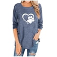 thumbnail image 1 of Fridja Womens O-Neck Irregular Button Long Sleeve Print Casual Top Blouse, 1 of 5