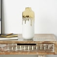 thumbnail image 2 of CosmoLiving by Cosmopolitan 14" Abstract White Ceramic Vase with Abstract Gold Melting Drips, 2 of 10