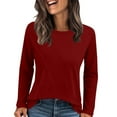 thumbnail image 2 of tarylea Tops for Women Trendy Crew Neck Long Sleeve Shirts Solid Color Loose Tops Casual Comfy Basic Fall Tops, 2 of 8