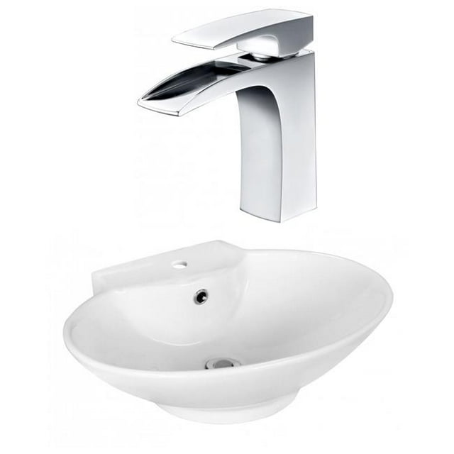American Imaginations AI-17939 22,75 in. Ovale au-Dessus du Comptoir Récipient Blanc Réglé pour Robinet Central 1 Trou