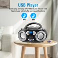 thumbnail image 3 of MEGATEK Portable CD Player Boombox with FM Radio, Bluetooth, USB Port, AUX Input, and Headphone Jack &ndash; CD-R/CD-RW/MP3-CD Compatible, Clear Ster, 3 of 9