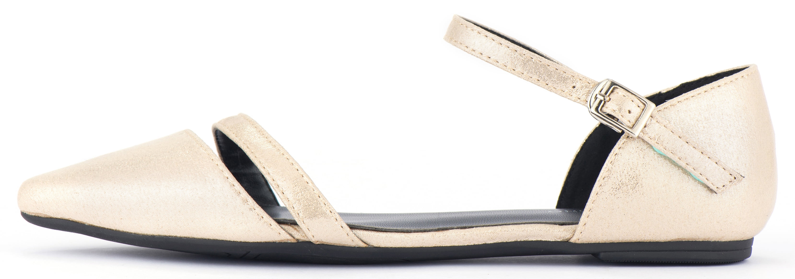 Mio Marino D'Orsay Pointed Toe Flats - Womens Ankle Strap Dress Shoes - Quick Release Buckle (Beige, 5.5)
