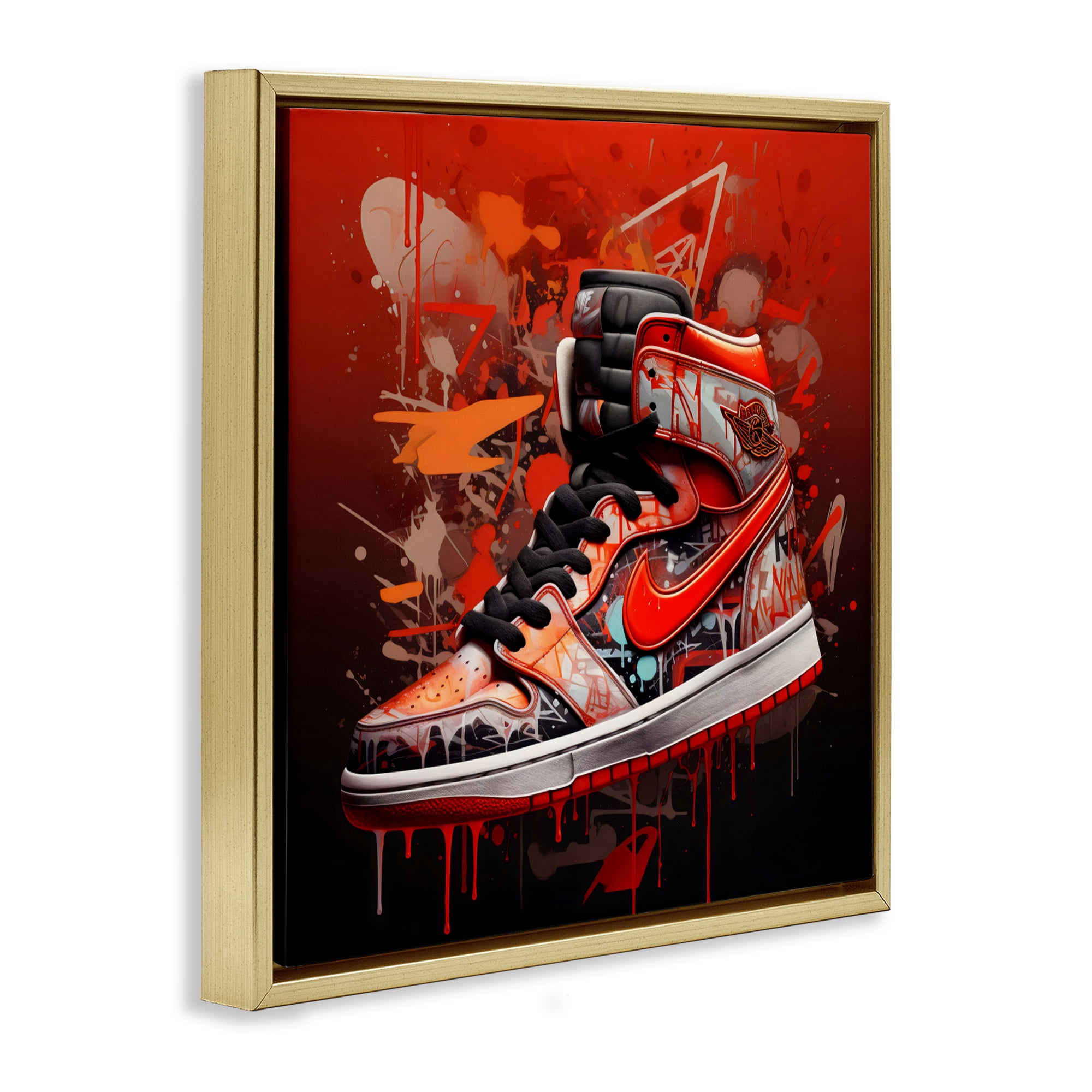 Stupell Industries Shades Of Red Sneaker Gold Framed Floater Canvas Wall Art, design by Creative Studio