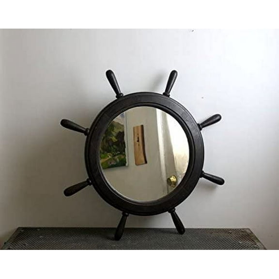 Nagina International Large Vintage Ship's Wheel Mirror 30"
