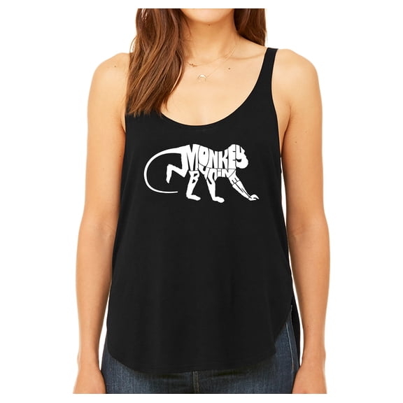 LA Pop Art Women's Premium Word Art Flowy Tank Top - Monkey Business
