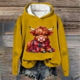 thumbnail image 2 of Telankuip Christmas Hoodies for Women Cute Highland Cow with Scarf Long Sleeve Hooded Sweatshirts Baggy Comfort Plus Size X-Mas Holiday Western Print Pullover Hoodie Yellow XL, 2 of 3