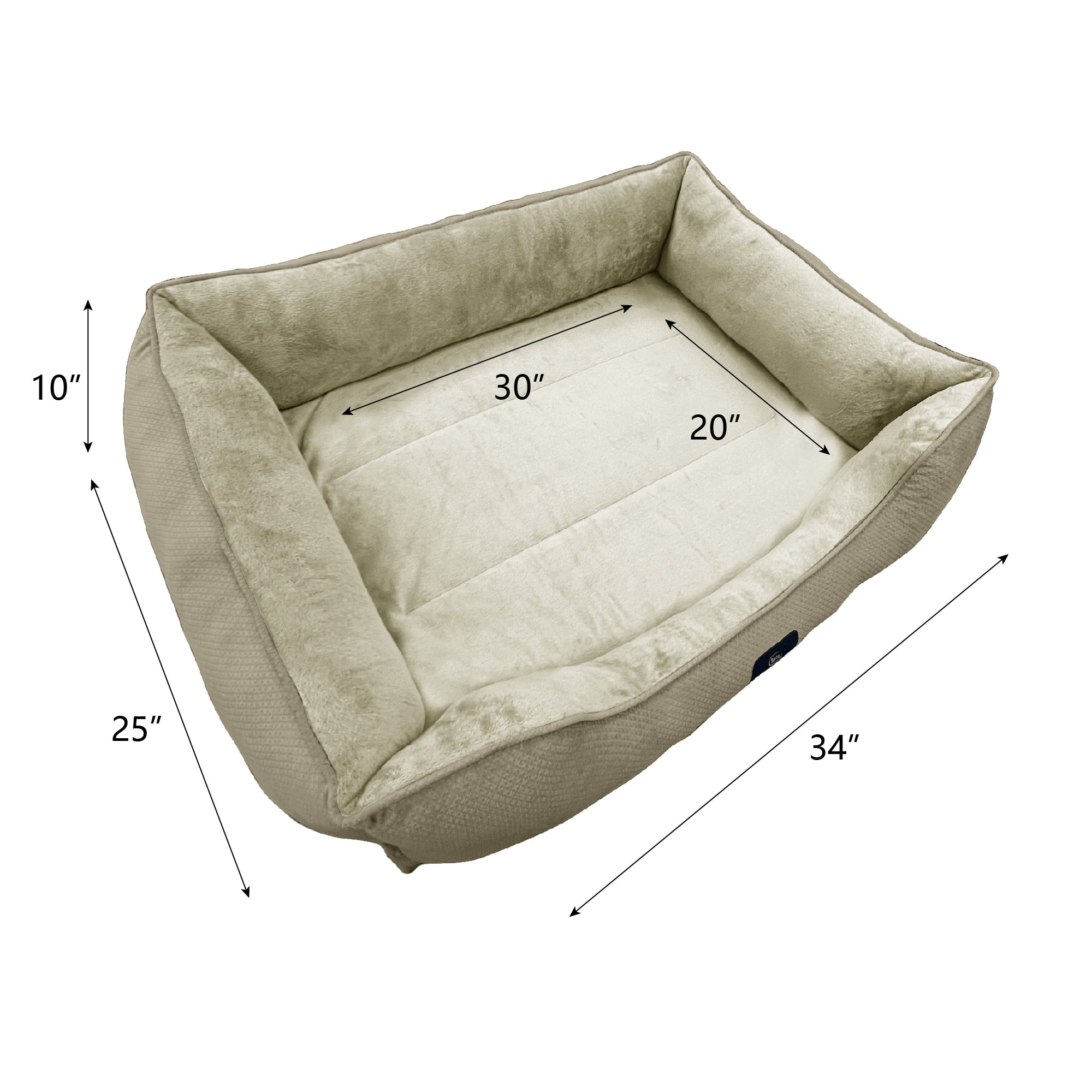 Serta Cuddler Bolster Cat & Dog Bed, Tan, Large