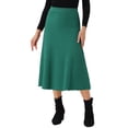 thumbnail image 4 of INSPIRE CHIC Women's Ribbed Knit A-Line Skirts Elastic High Waist Stretchy Sweater Midi Skirt M Dark Green, 4 of 6