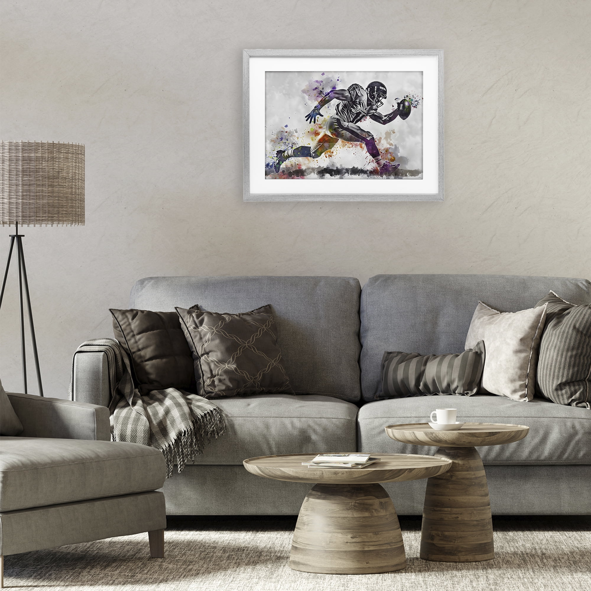 Stupell Industries Endurance Football Sprint Gray Framed Print Under Glass, design by Creative Studio