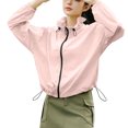 thumbnail image 4 of Womens Sun Protection Hoodie UPF 50+ Long Sleeve Shirts Front Zipper Spf Jacket Uv Cooling Hoodie Summer Clothing Outdoor Hiking Camping Trendy 2025 Summer Outfits with Pockets, 4 of 7
