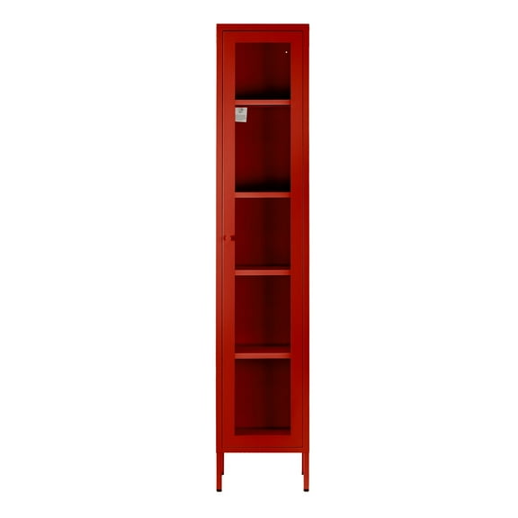 Avis 71-inch Red Metal Cabinet with Clear Door