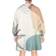 thumbnail image 2 of Wearable Oversized Blanket,Brown Boho Abstract and Plant Pattern Wearable Blanket Hoodie for Adults,Cozy Hooded Blankets with Super Pockets,Super Warm Fuzzy Pullover for Women & Men, 2 of 6