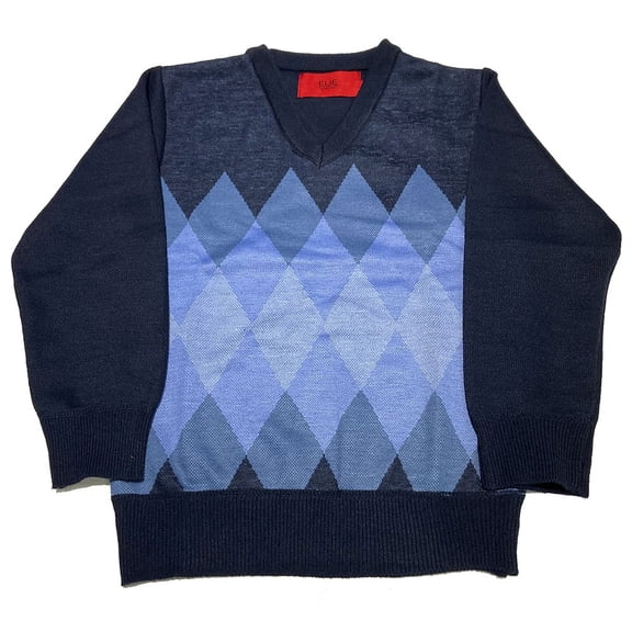 Elie Balleh Navy Diamond Crew Neck Navy Mens Sweater