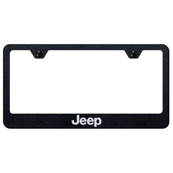 Jeep Laser Etched Logo Stainless Steel License Plate Frame (Rugged Black)