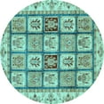 thumbnail image 1 of Ahgly Company Indoor Round Abstract Light Blue Modern Area Rugs, 4' Round, 1 of 4