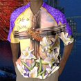 thumbnail image 2 of Wyzesi Long Sleeve Shirt Men Blue Mens Easter Short Sleeved Shirt Festive Relaxed and Comfortable Style Simple All Over Printed Lily Short Sleeved Shirt Dress Shirts for Men Short Sleeve Pattern, 2 of 4