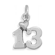 AZUREBELLA JEWELRY Just Turned Teen Heart Number 13 Charm Sterling Silver, Made in the USA